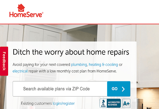 HomeServe USA homepage screenshot